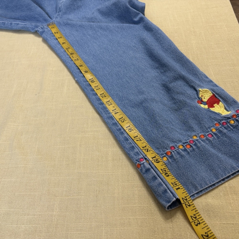 Vtg 90s Disney Store Winnie the Pooh Embroidered Denim Jeans Sz Small Polka Dots - Picture 8 of 11